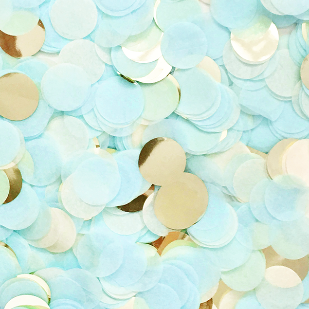 Jumbo Confetti Balloon - Light Blue & Gold