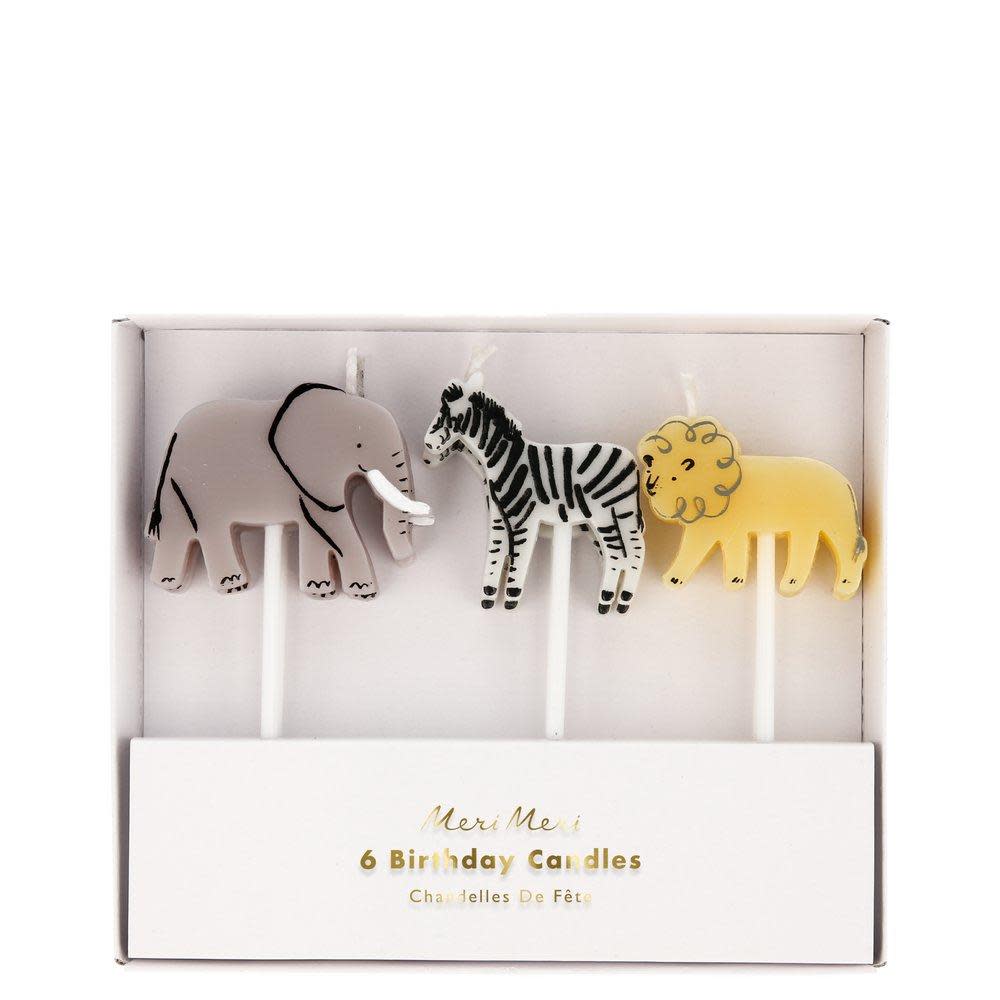 Safari Animal Candles, Pack of 6