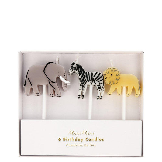 Safari Animal Candles, Pack of 6