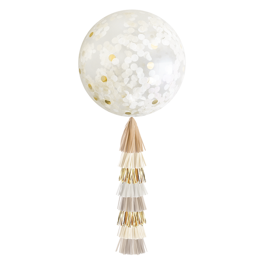 Jumbo Confetti Balloon & Tassel Tail - Champagne